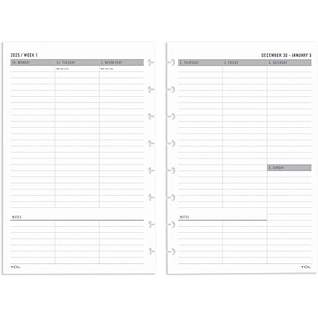 2025 Weekly Planner Refill Pages: Stay Organized with TUL