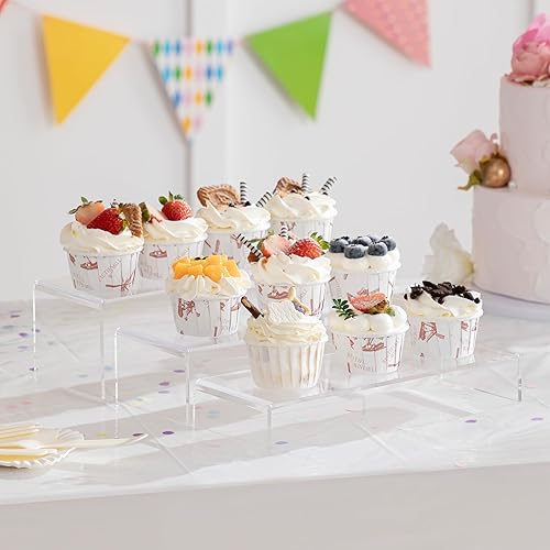 Miniatura 6 de HBlife 6 elevadores de exhibición (11.2 pulgadas, 11.6 pulgadas, 12 pulgadas), estante de exhibición rectangular de 4 pulgadas de ancho, soporte de