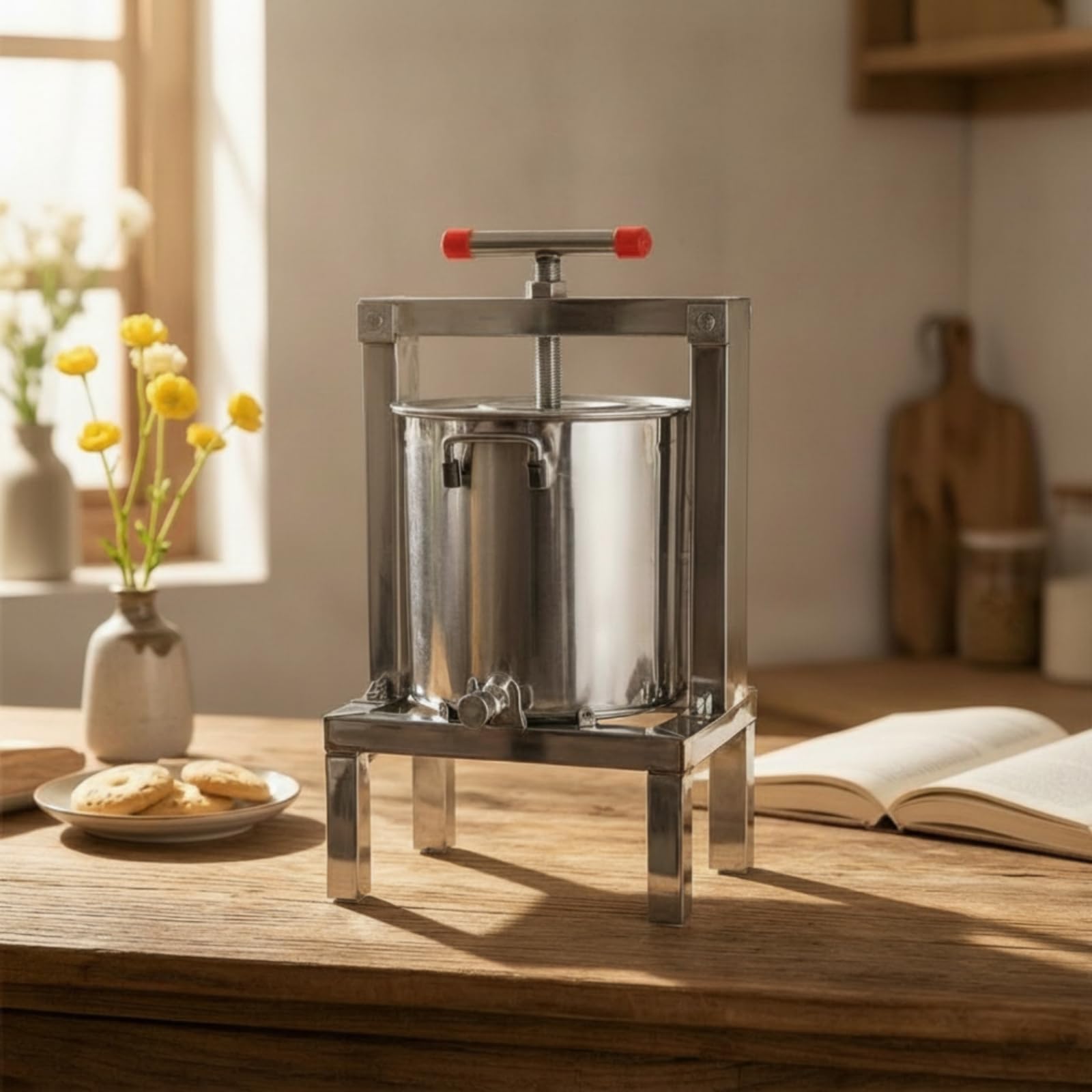 Torchio in Acciaio Inox Robusto Estrattore Compatto Smielatore per Fattoria, Laboratorio, Con Valvola E Cuscinetto Completamente Sigillato
