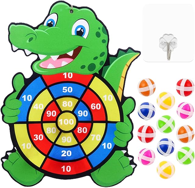 Kids Dart Board Set, Kids Dart Toys Velcro Dart Board Games with 12 Sticky Balls, Foldable Kids Indoor Outdoor Party Tossing Game Christmas Stocking Stuffers, Birthday Toys Gifts for Age 3-12