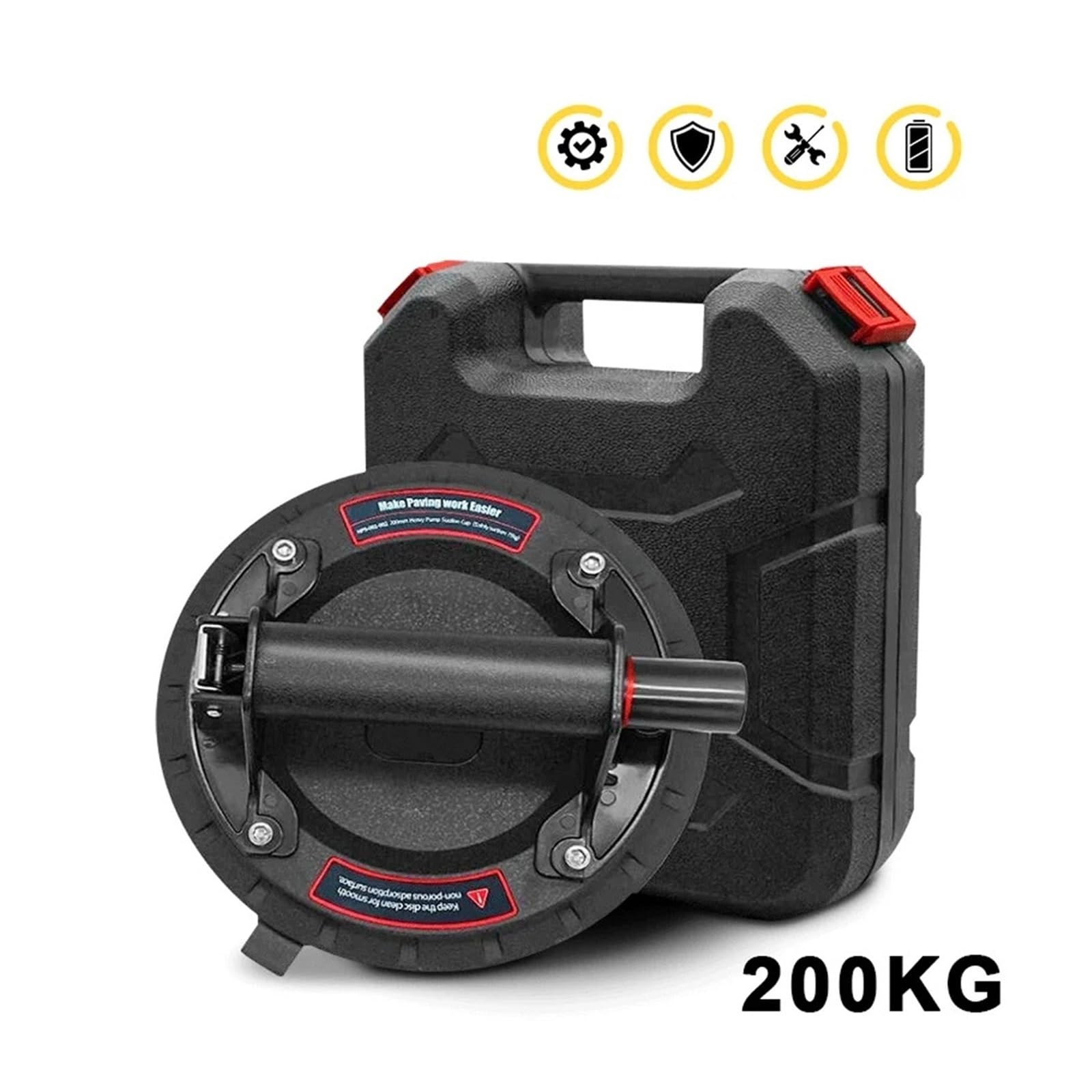Glass Suction Cup, 8 Inch Vacuum Suction Cup with Box 200kg Loading Capacity Heavy Duty Vacuum Lifter for Tile Adsorption Granite s Lifting for Tiles,Windshield,Window