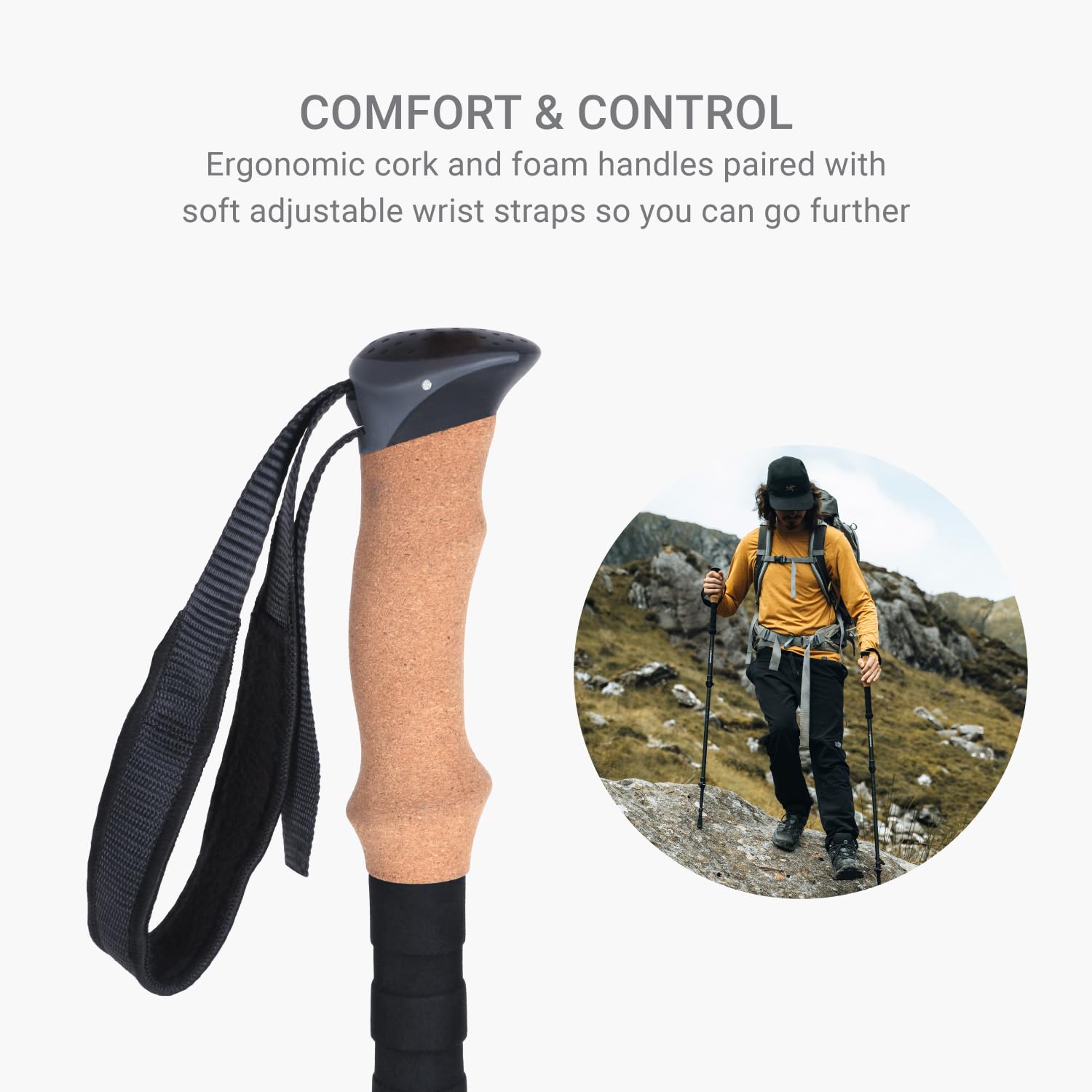 Lifesystems Bastoncini da trekking in fibra di carbonio, 2 pezzi, ultraleggeri, completamente regolabili, per escursionismo, alpinismo
