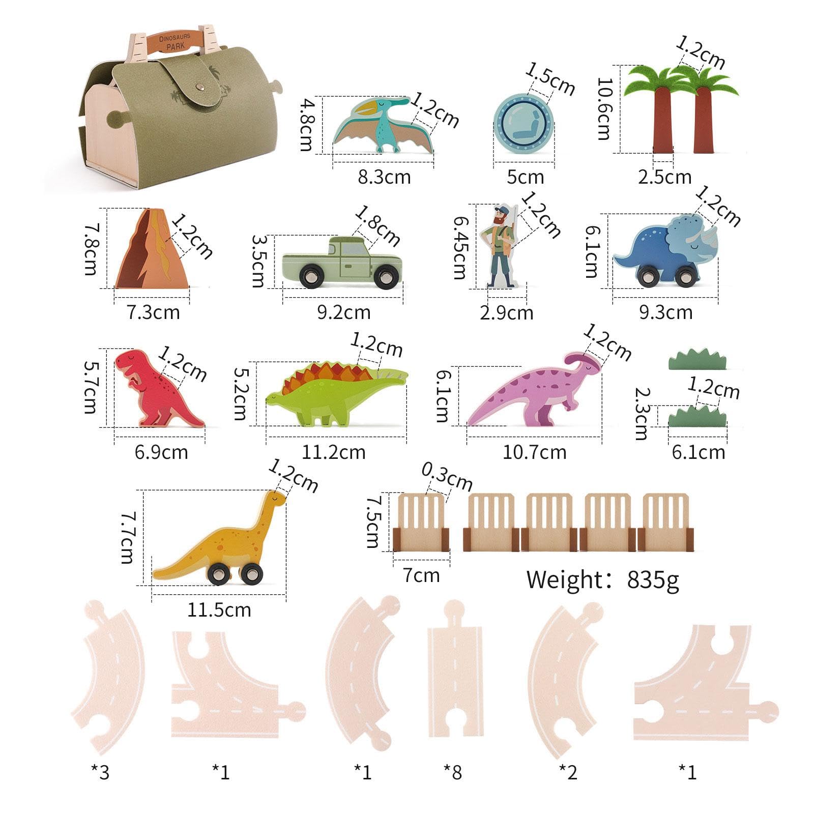 Juego de Juguetes de Dinosaurios de Madera, Ideal para Niños Y Bebés.