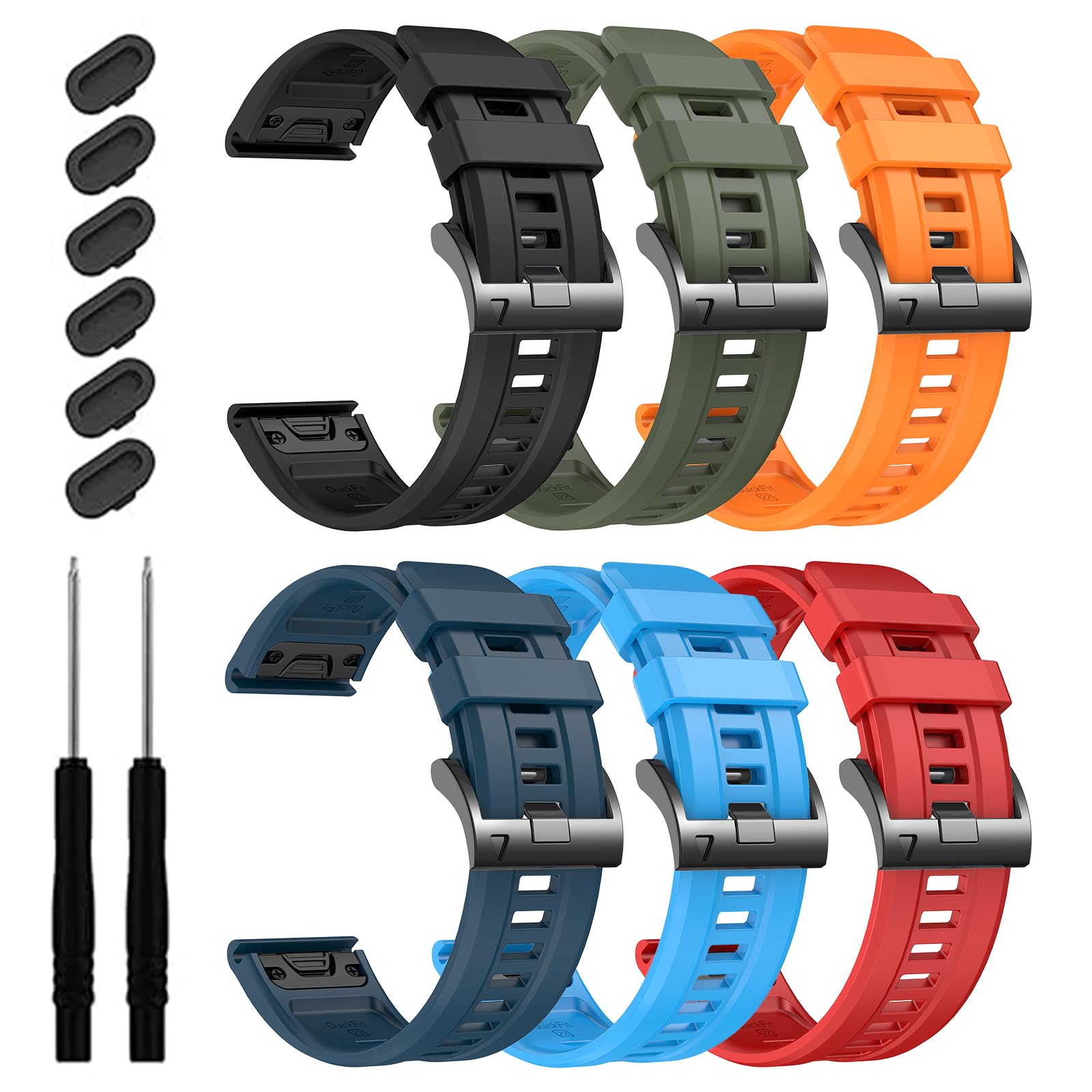EZMVZKU 22mm Quickfit Cinturino in Silicone per Garmin Fenix 8 47mm/Fenix E/7/7 Pro/6/6 Pro/5/5 Plus,Cinturino di Ricambio Sportivo per Descent G1 Solar/Forerunner 965 935/Approach S70 47mm/S62/S60