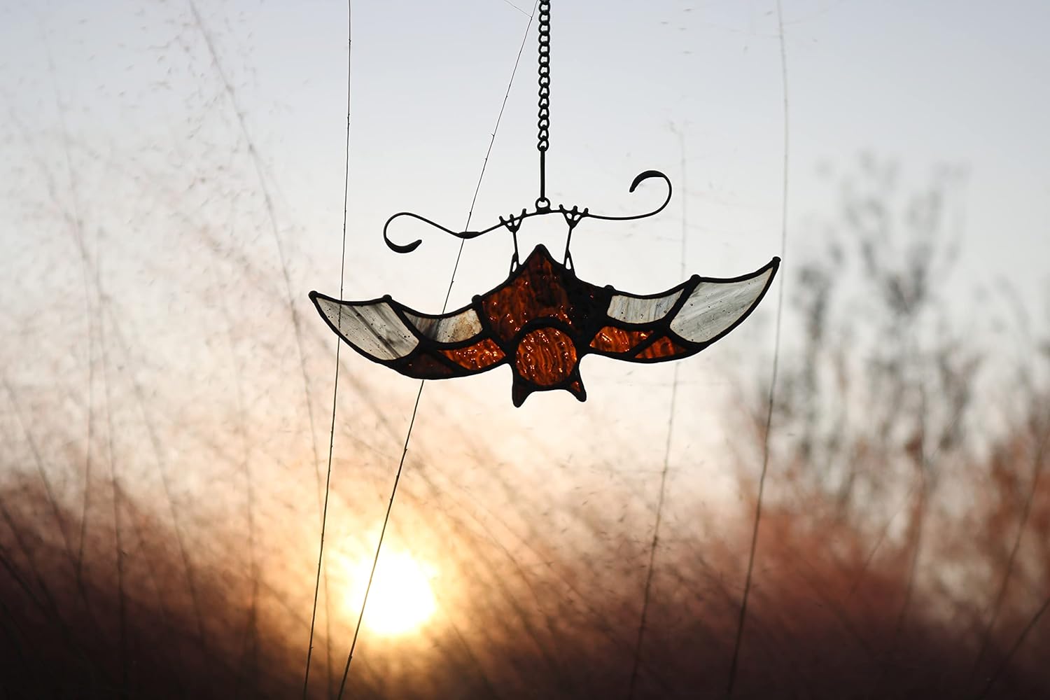 BOXCASA Bat Stained Glass Window Hangings, Bat Suncatcher Halloween Decoration,Bat Decor Hanging for Home, Office, Kitchen,Living Room - Image 2