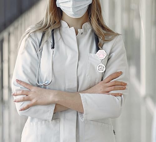 Miniatura 5 de AGEN KGEN 4 Pack Retractable Nurse Watch for Nurses Doctors, Clip-on Hanging Lapel Nurse Watch Silicone Cover Brooch Fob Pocket Watch Badge Reel