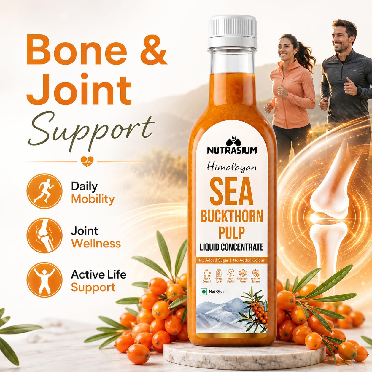 Nutrasium Sea Buckthorn Pulp Concentrate 1000 ml | Cold Pressed Himalayan Sea Buckthorn Berry Liquid Concentrate | Natural Source of Vitamin C & Omega 3, 6, 7 & 9 | Pack Of 2 4