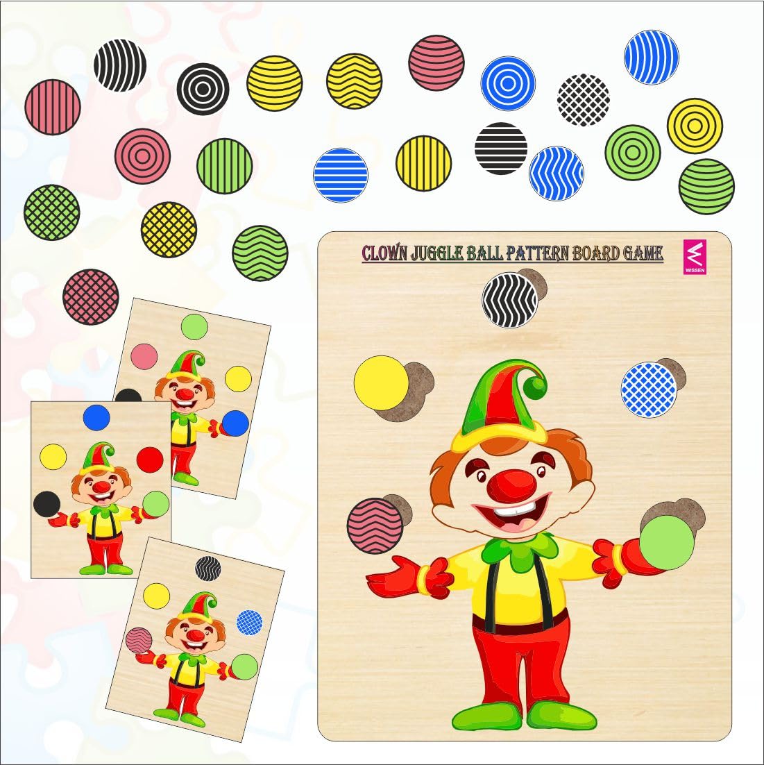 WISSEN Wooden Clown Juggle Ball Pattern Board Puzzle Brain Development Game for Kids 3 Years above (B0BLVF27R1) Amazon Price History, Amazon Price Tracker