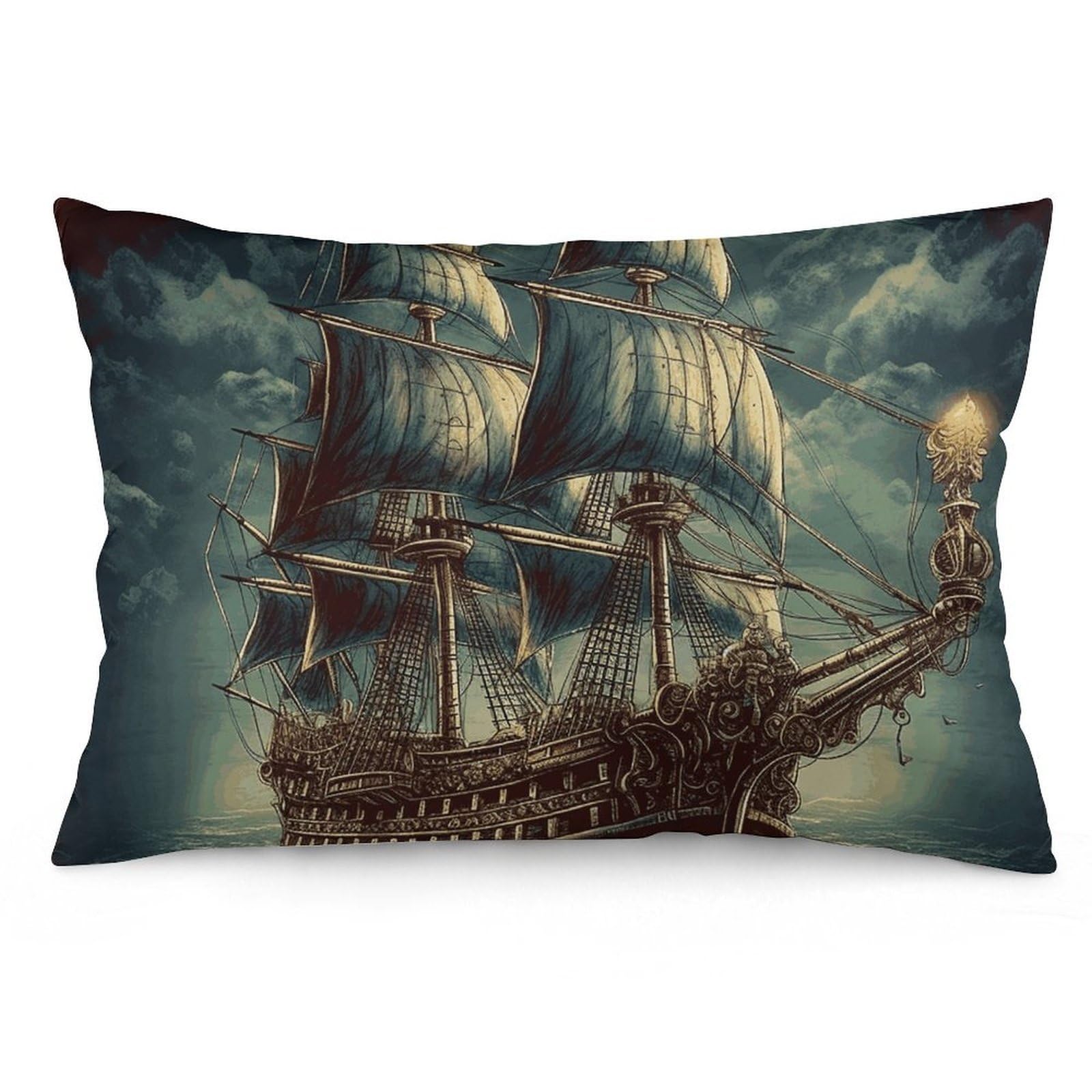 2 Pack Pillow Cases for Hair and Skin, Soft Breathable Pillow Case Covers with Hidden Zipper, Nautical Vintage Sailing Pirate Ship Pillowcase 16 "x24 Pillow Covers for Sleeping Gift