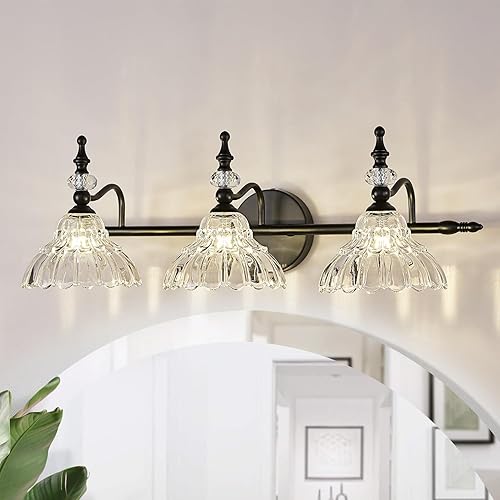 HDDFL Bathroom Vanity Lights Bathroom Light Fixtures Over Mirror Matte Black 3 Lights Vanity Lighting Fixture Modern Wall Sconces Wall Light for Bedroom Dressing Room Living Room