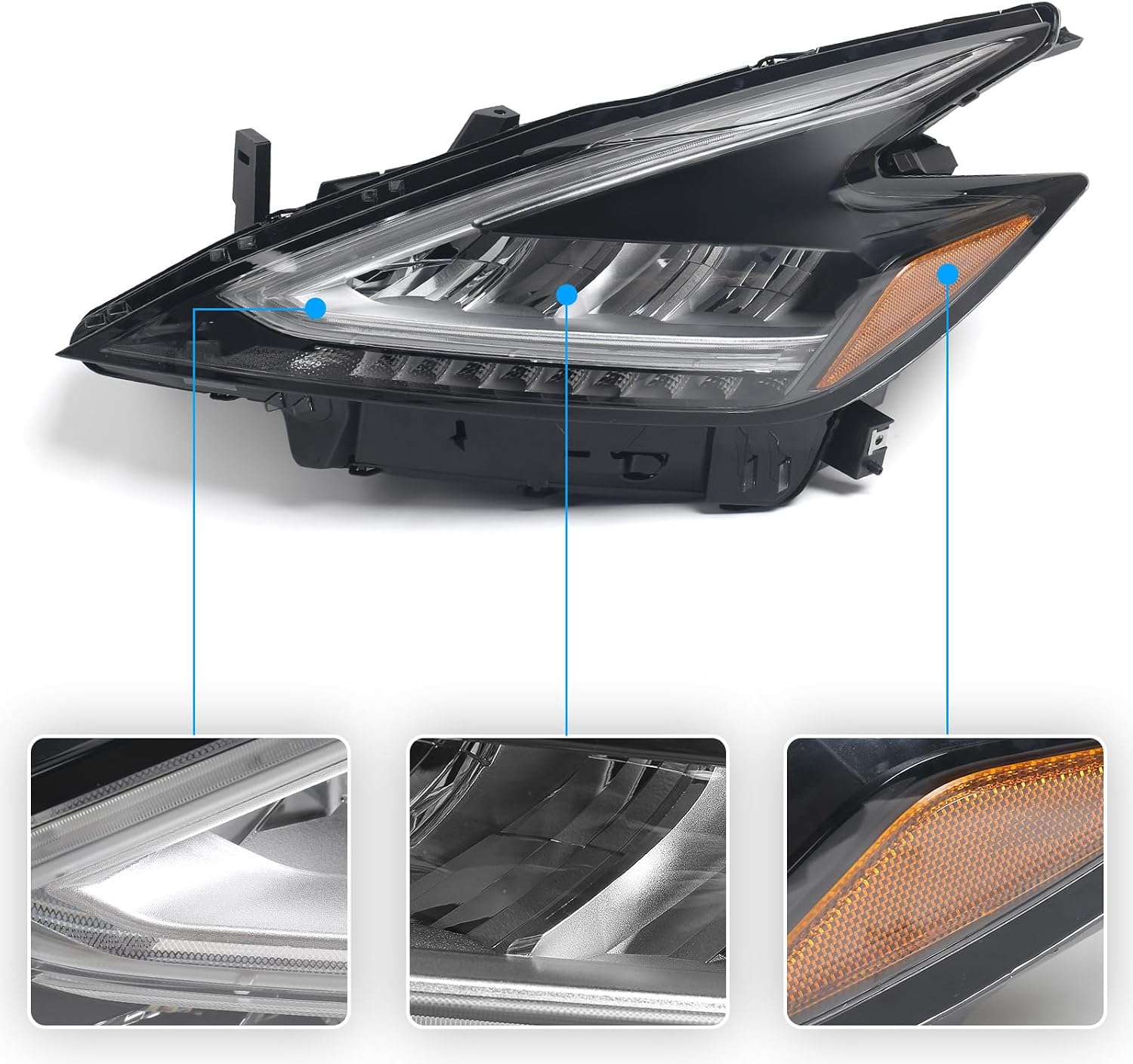 huray left led headlight assembly fit for nissan murano 2019 2020 2021 lh oe factory projector headlamp w/drl head light replacement for ni2502270 driver side lh(driver side)
