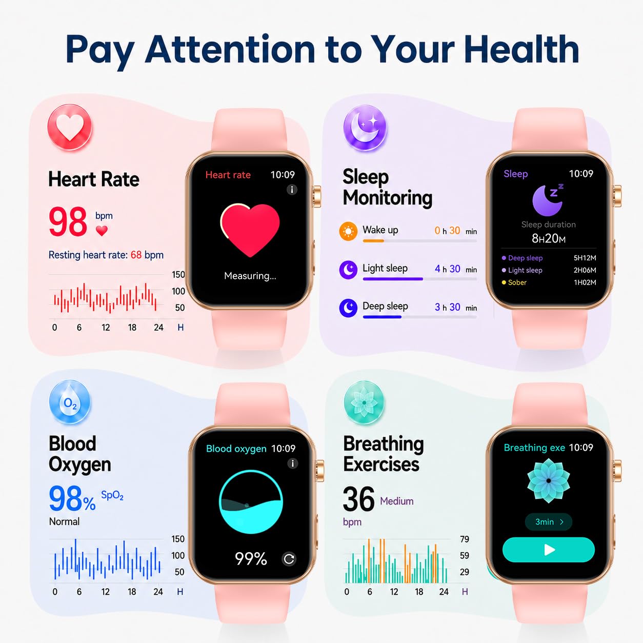 Smartwatch Damen mit Kamera & Video: Smart Watch Frauen 256MB Speicher Armbanduhr 1.91" LCD Touchscreen Schrittzähler Wasserdicht Bluetooth Telefonfunktion Herzfrequenz Schlaf Fitnessuhr 105 Sportmodi