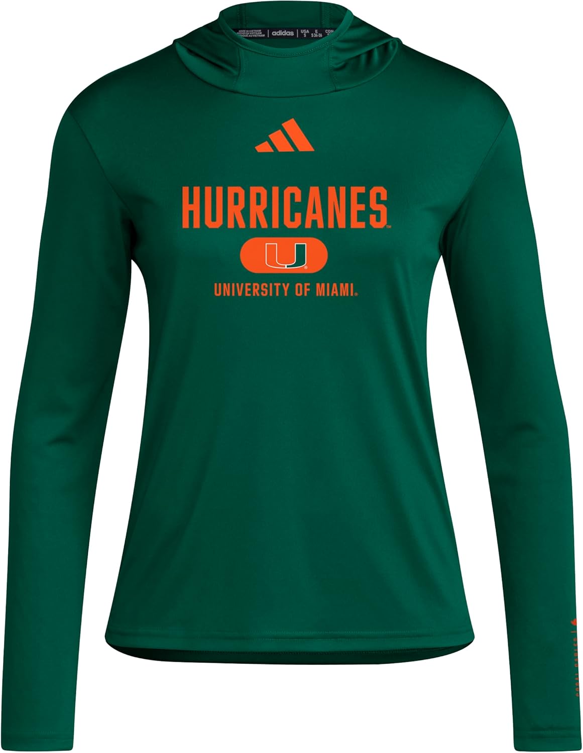 adidas womens D4t University of Miami Lightweight Hoodie