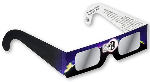 Rainbow Symphony Gafas solares Eclipse, certificadas CE e ISO, seguras para la visión solar directa, fabricadas en Estados Unidos, azul y negro,
