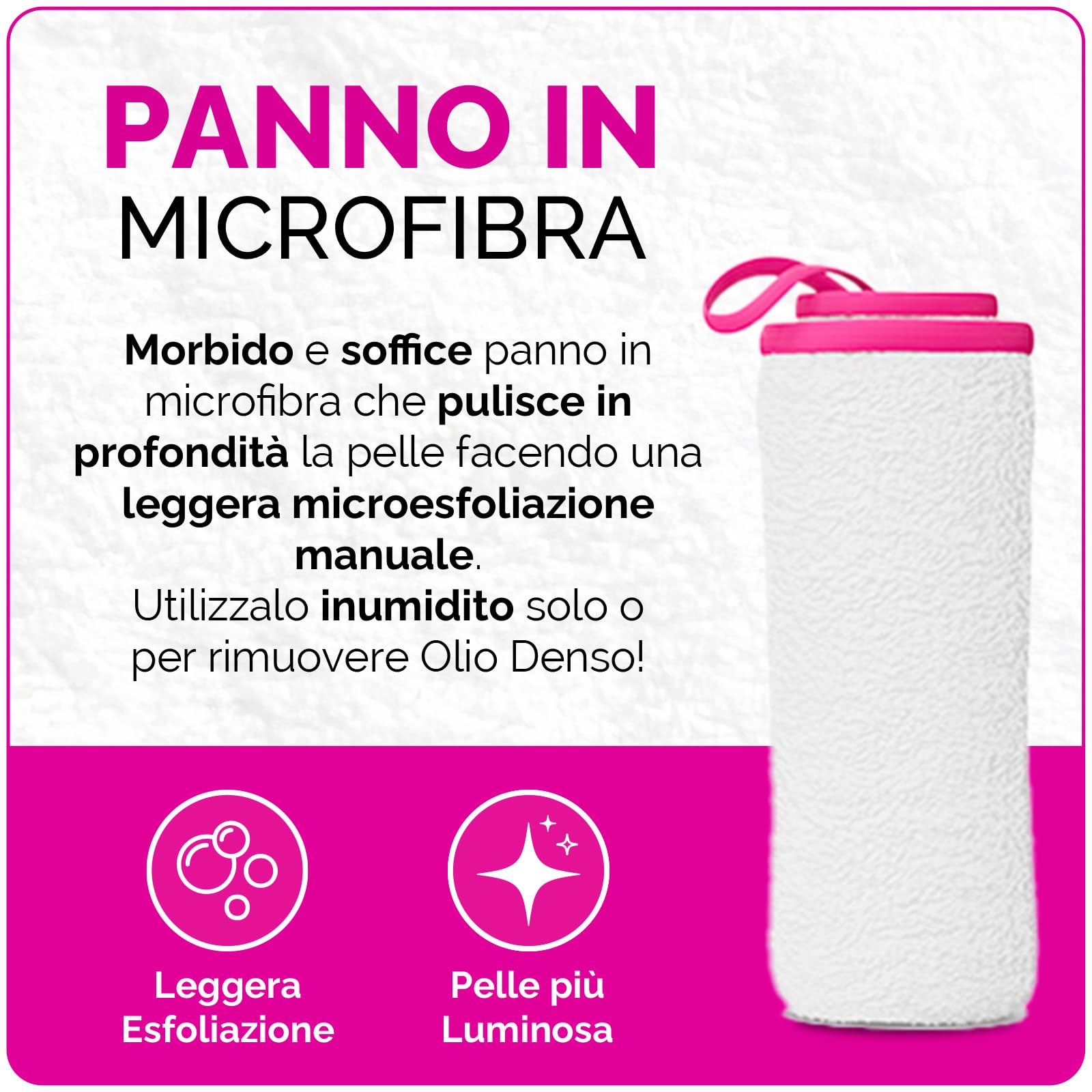 Veralab Kit Doppia Detersione, Olio Denso 80ml + Spumone 100ml + Panno in Microfibra per Detersione e Microesfoliazione, Travel-Friendly