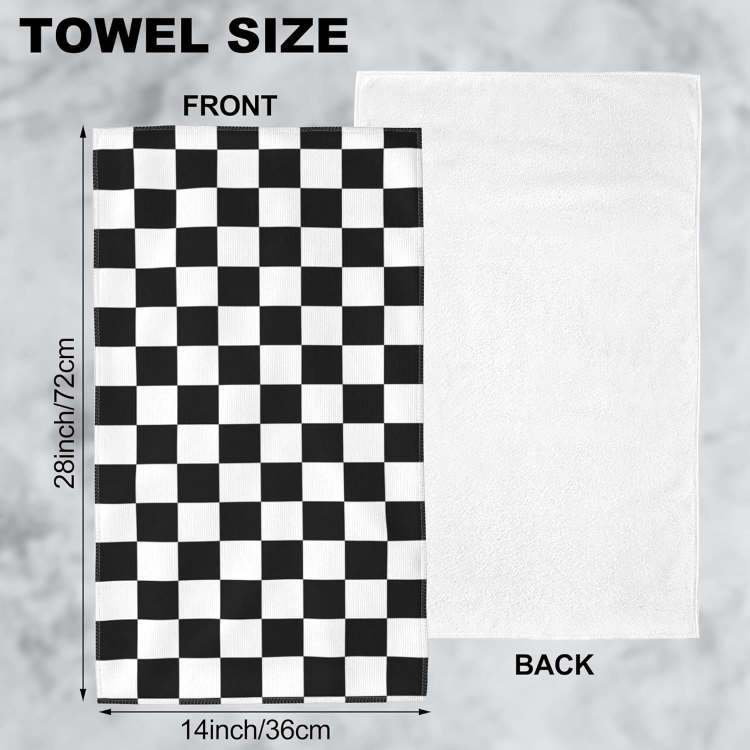Checker Gameboard Hand Towels for Bathroom - Set of 2 Soft Absorbent Bath Towels for Kitchen, Sports, Gym, Yoga, Home Decor - 14 x 28 in - Image 2