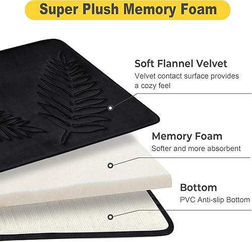 Miniatura 3 de Tapete de baño lavable de 24 x 16 pulgadas, súper absorbente, tapete de baño de espuma viscoelástica suave, de secado rápido, antideslizante, para