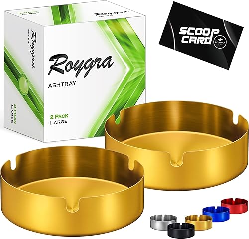 Miniatura 8 de roygra Cenicero (Paquete de 2), Cenicero para Exteriores para Patio, Ceniceros de Acero Inoxidable para Cigarrillos con 3 Portacigarrillos