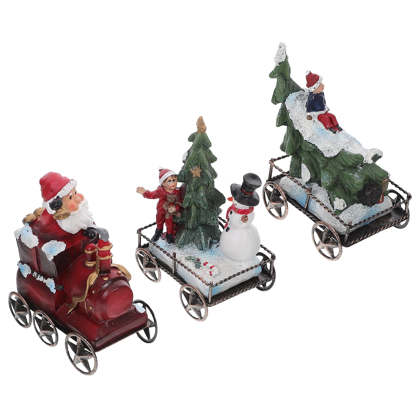 Toyvian 3 Piezas Adorno de Tren de Resina Navideño, Tres Piezas para