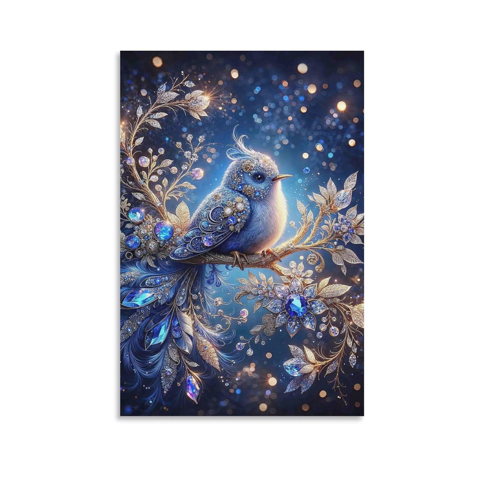 DHBANEIOK Fantasy Bird Gemstone Poster Artwork Giclee Canvas Prints Modern Canvas Wall Art Picture Wall Hanging for Office Gym Living Room Decor 12x18inch(30x45cm)