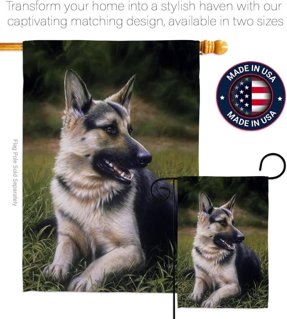 Breeze Decor PT-H-110051-IP German Shepherd Decorative Banner, 28" x 40", Multicolor