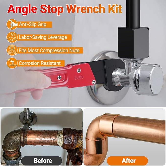 Kit de Llave de Válvula Angular Preciva 9 Piezas con 5 Lijas y Bolsa miniatura 5