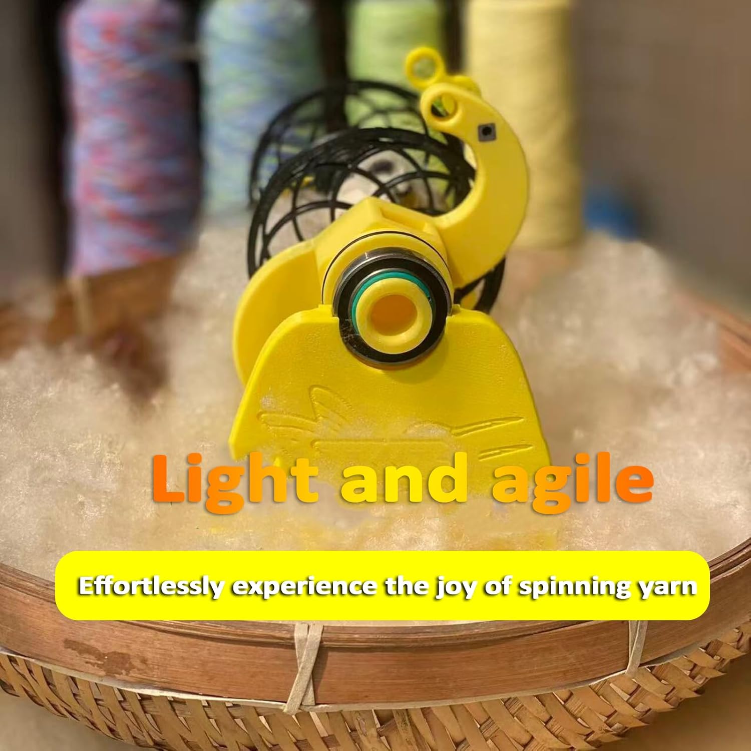 Household Mini Spinning Wheel Wool Spinning Fibre Spinning Wheel,Spinner Winder Spinning Wheel, Max Speed ​​800RPM,with Foot Switch, Type-C Interface, for Wool Fibre Twisting