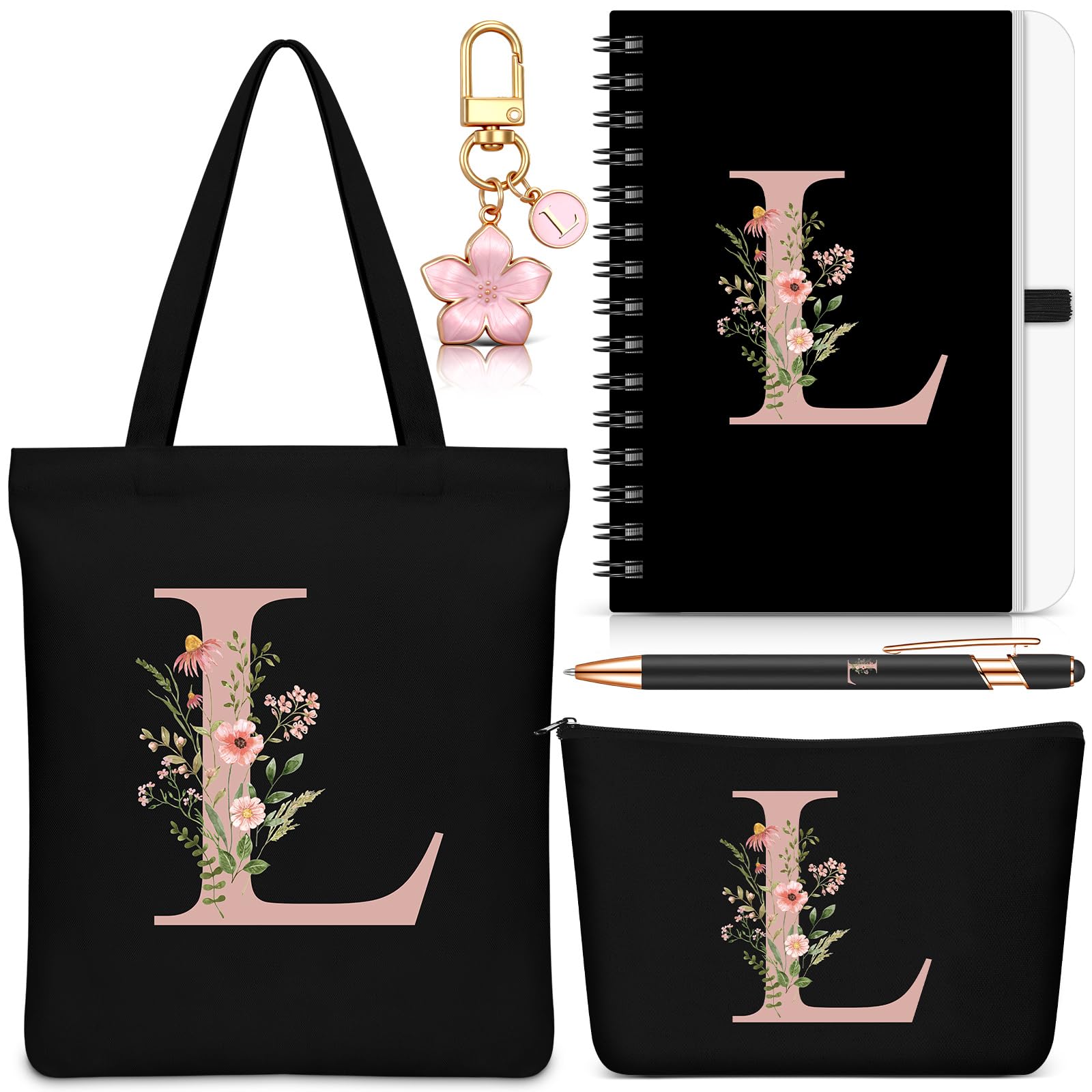 Talltalk 5 Pcs Personalized Women Gifts,Initial Tote Bag,Personalized Tote Bags,Graduation Gifts for Women