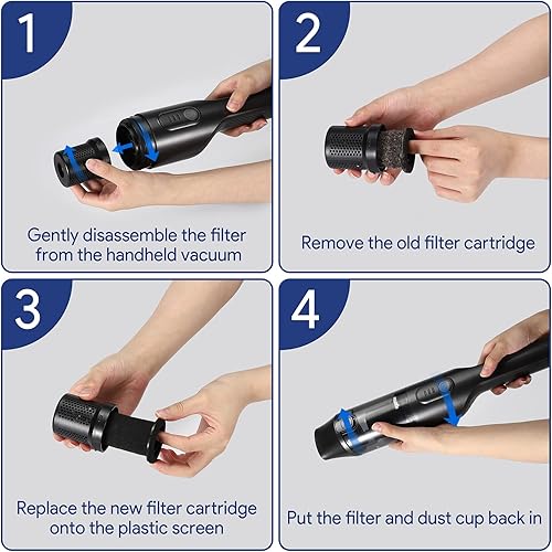 Miniatura 6 de Filtros de repuesto para aspiradora de mano Bagotte BHV10, filtro de espuma reutilizable lavable y filtro HEPA para una filtración eficaz, paquete