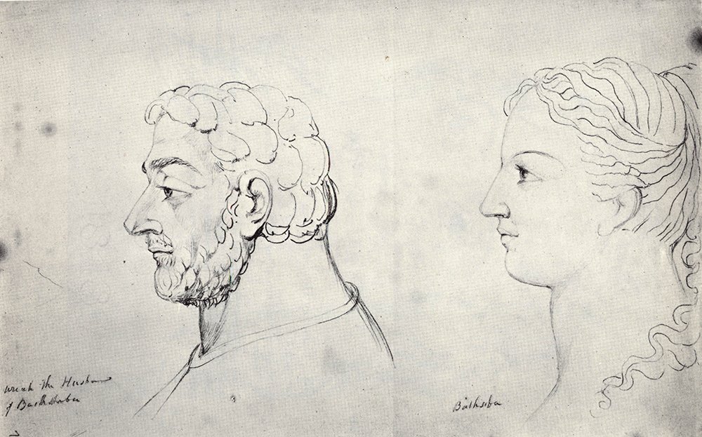William Blake Heads of Uriah and Bathsheba cuadro de tamaño mediano mate con marco negro