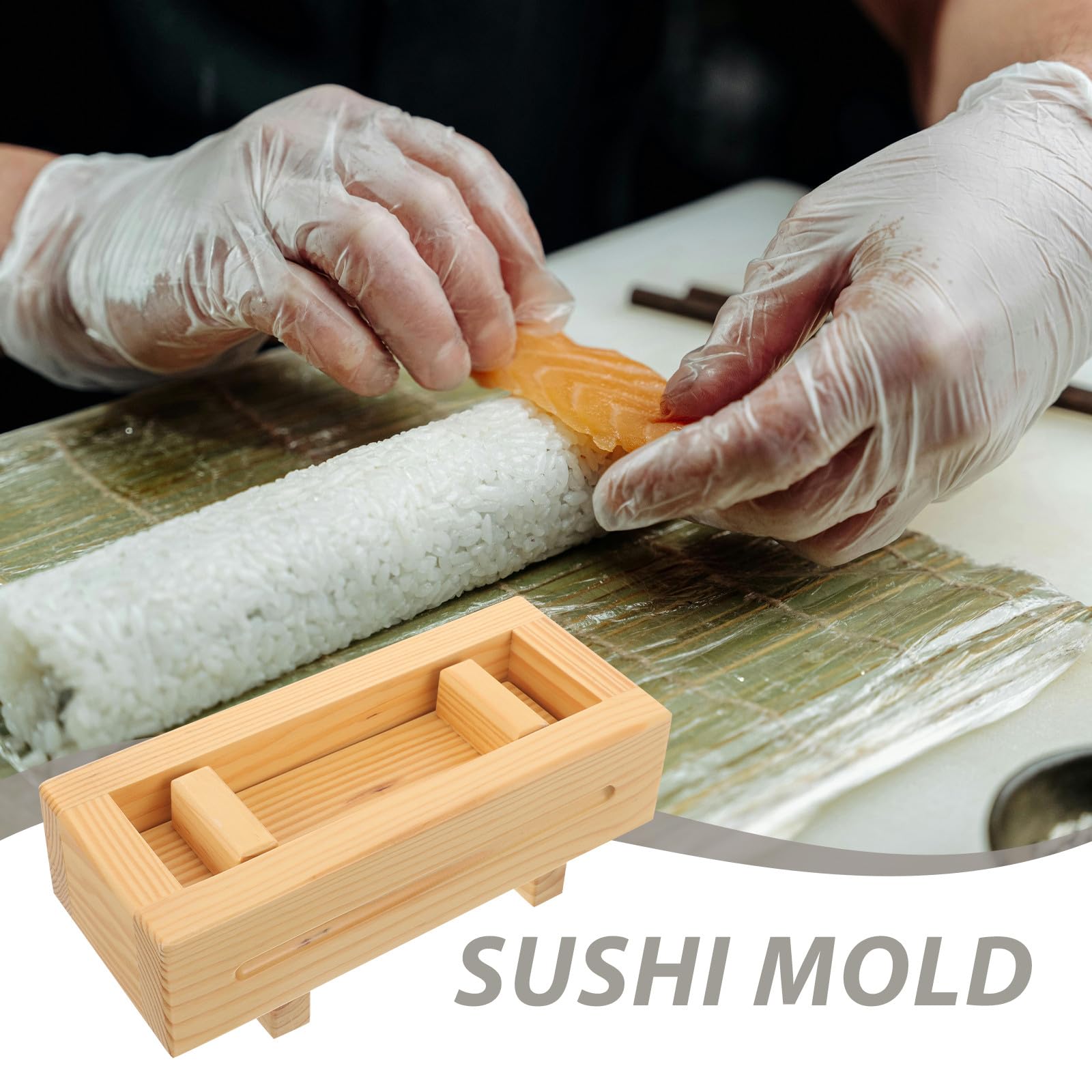 Didiseaon Molde de Madera para Hacer Sushi Diy, Prensa para Bolas de Arroz, Herramienta Práctica para Cocina en Casa, Restaurante y Hotel, Molde Claro para Rollos de Sushi, Suministros