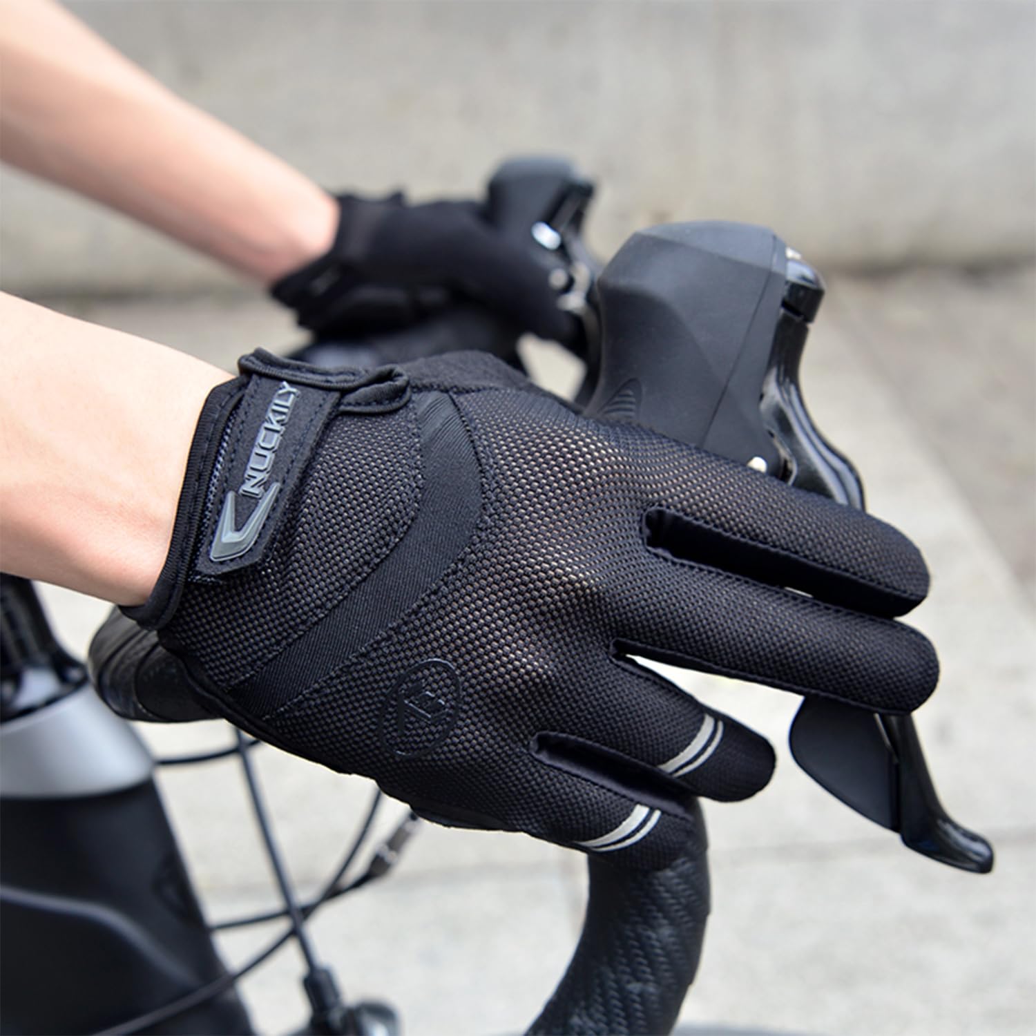 NUCKILY Guantes de ciclismo para hombre con pantalla táctil, forro polar térmico grueso, unisex, para deportes de invierno, bicicleta de montaña, antideslizantes, para pantalla táctil, guantes de MTB,