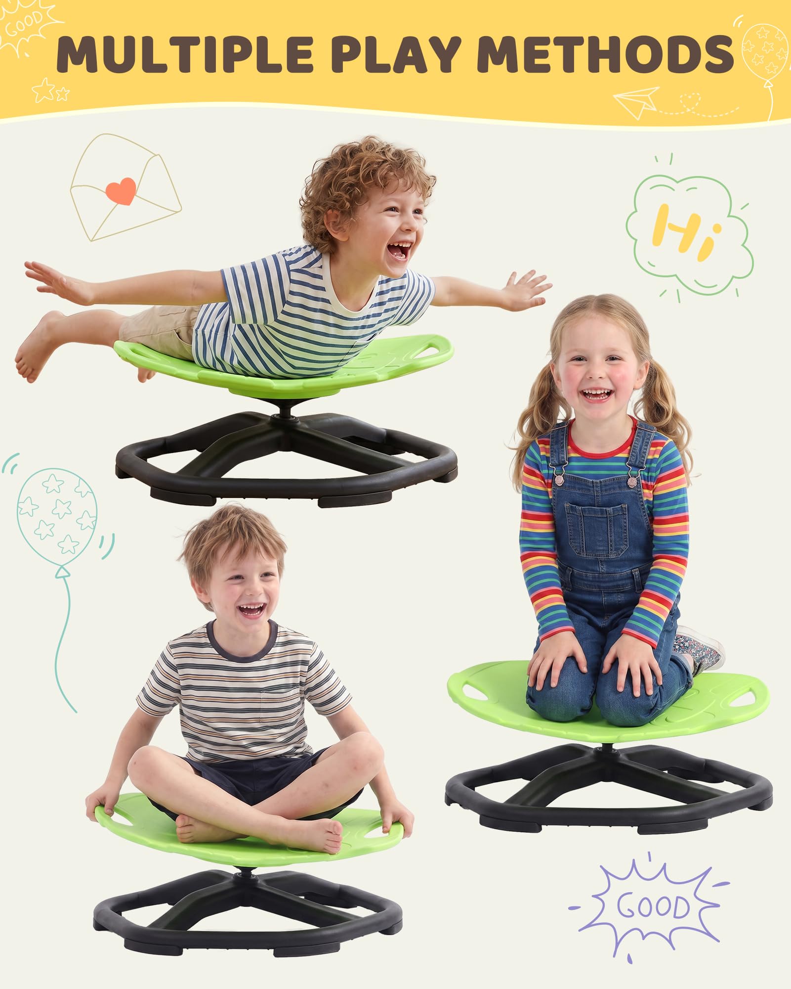 BEJOY Silla giratoria para niños – Silla giratoria para autismo, juguete para entrenamiento de coordinación en interiores y exteriores, juguete sensorial para niños