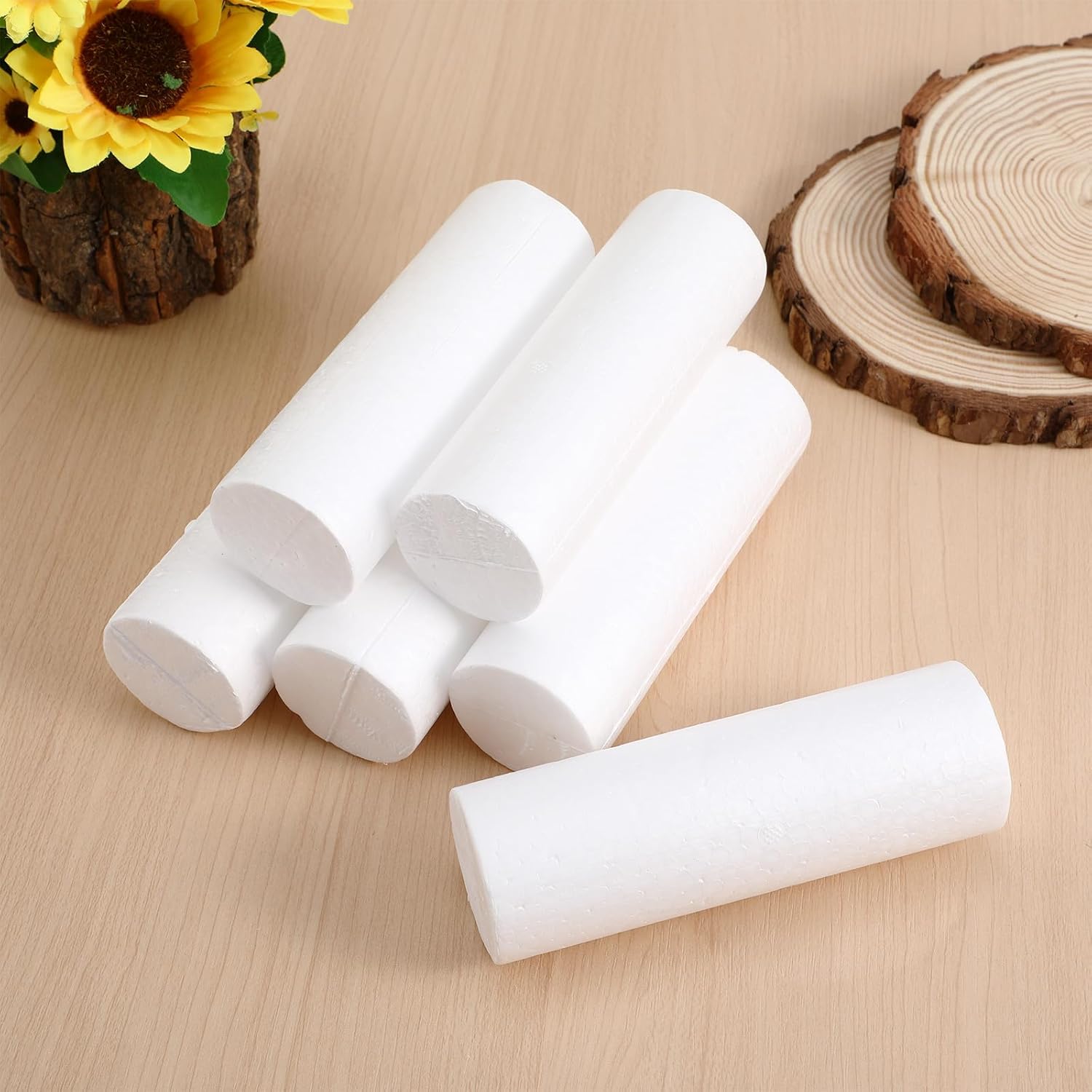 NUOBESTY 6pcs Cylinder Foams Christmas Cylinder Adornments for Home Decoration DIY