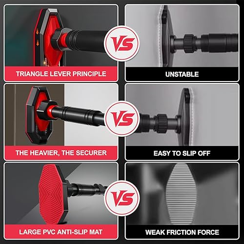 Miniatura 7 de GALPADA Barra de dominadas telescópica para puerta, ajustable, sin taladro, accesorios de gimnasio en casa, equipo de fitness resistente para