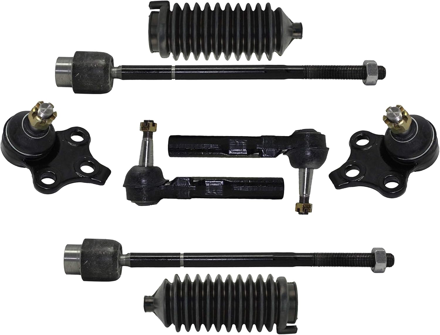 8 Pc Front Suspension Lower Ball Joints Outer Inner Tie Rod Ends with Bellow Boots Kit