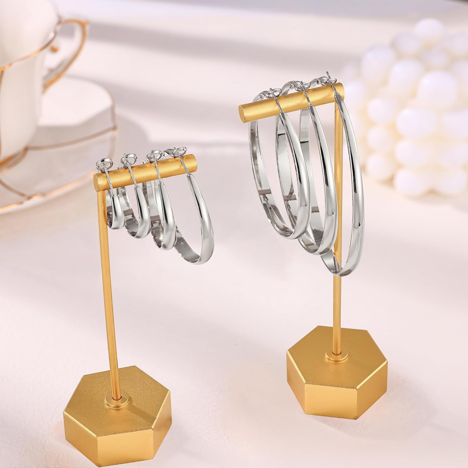 Gacimy 5mm Wide Gold Hoop Earrings for Women, 14K Gold Plated Hoops with 925 Sterling Silver Post, Hypoallergenic Earrings for Women - Image 8