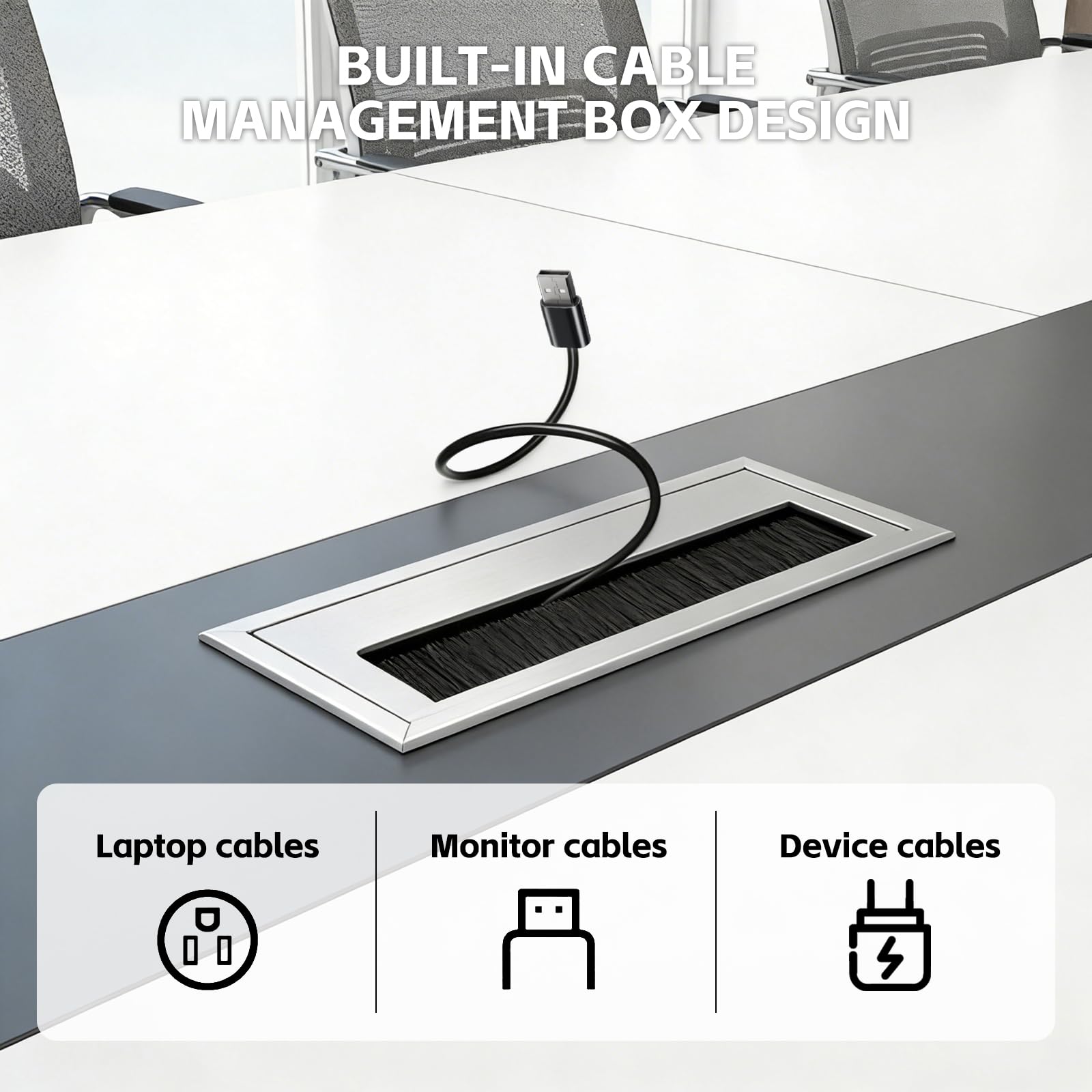 Tavolo Riunioni Ufficio, Tavolo Conferenza Moderno Grande, Scrivania Meeting con Piano Spessore 2,5 cm, Tavolo per Sala Riunioni, Ufficio e Spazi di Lavoro