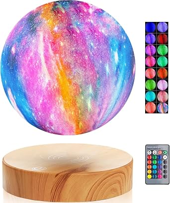 Levitating Moon Lamp, 3D Galaxy Planet Floating Moon Lights Beside Lamp Remote Control16 Colors