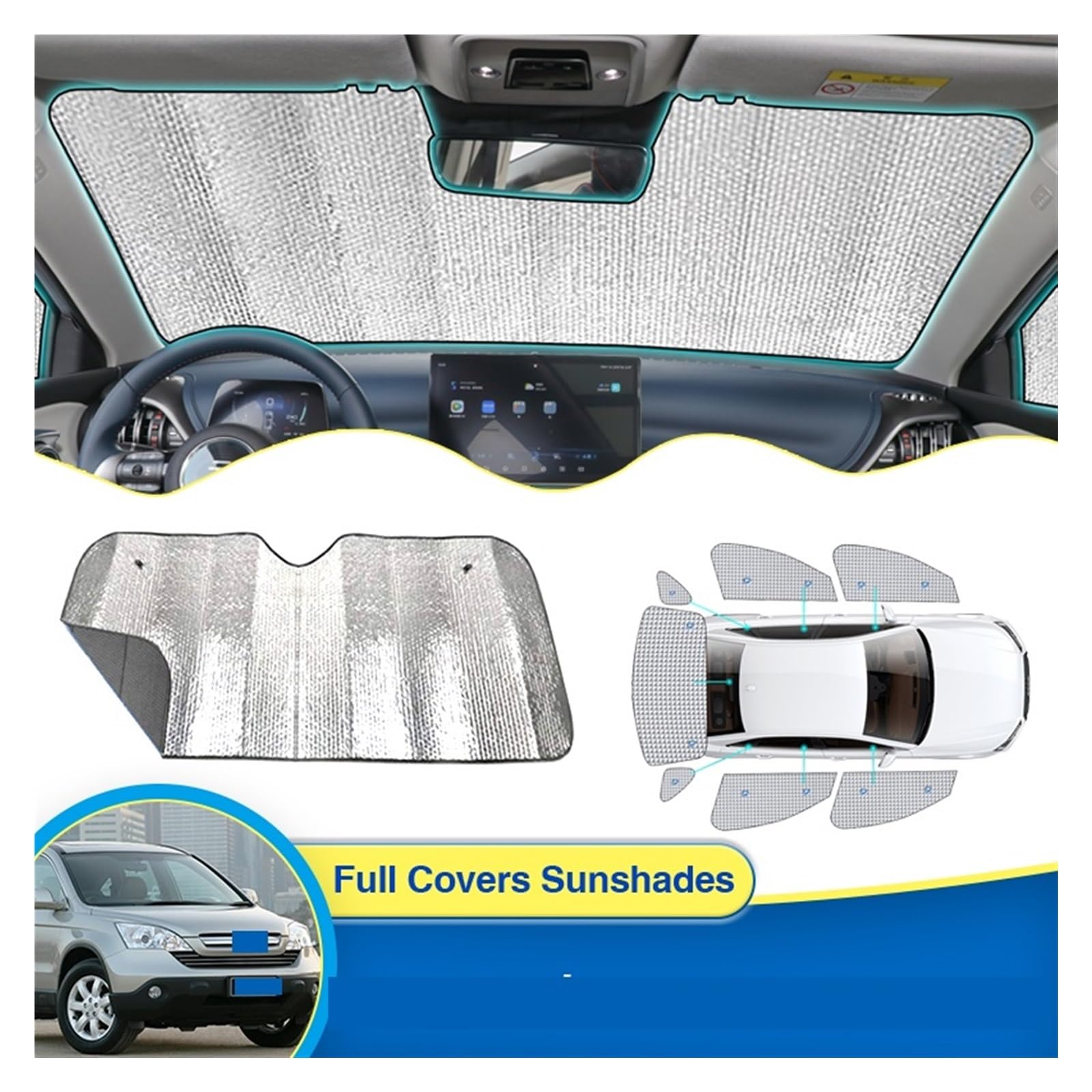 Parasol Lateral Coche Para CR-V para CRV MK3 2007 2008 2009 2010 2011, parabrisas delantero de coche, cortina lateral trasera, parasol Parasoles Coche (Tamaño : 2-All Sunshades)