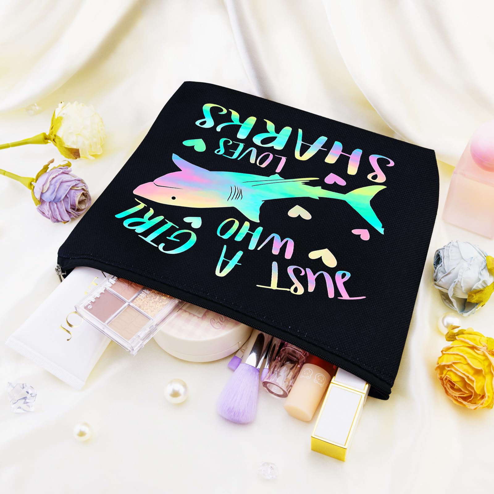 Shark Gifts for Women Sharks Themed Gifts for Women Shark Bag Sharks Week Bag Travel Toiletry Bags Graduation Gift Ideas for Daughter Sister Bestie Friends