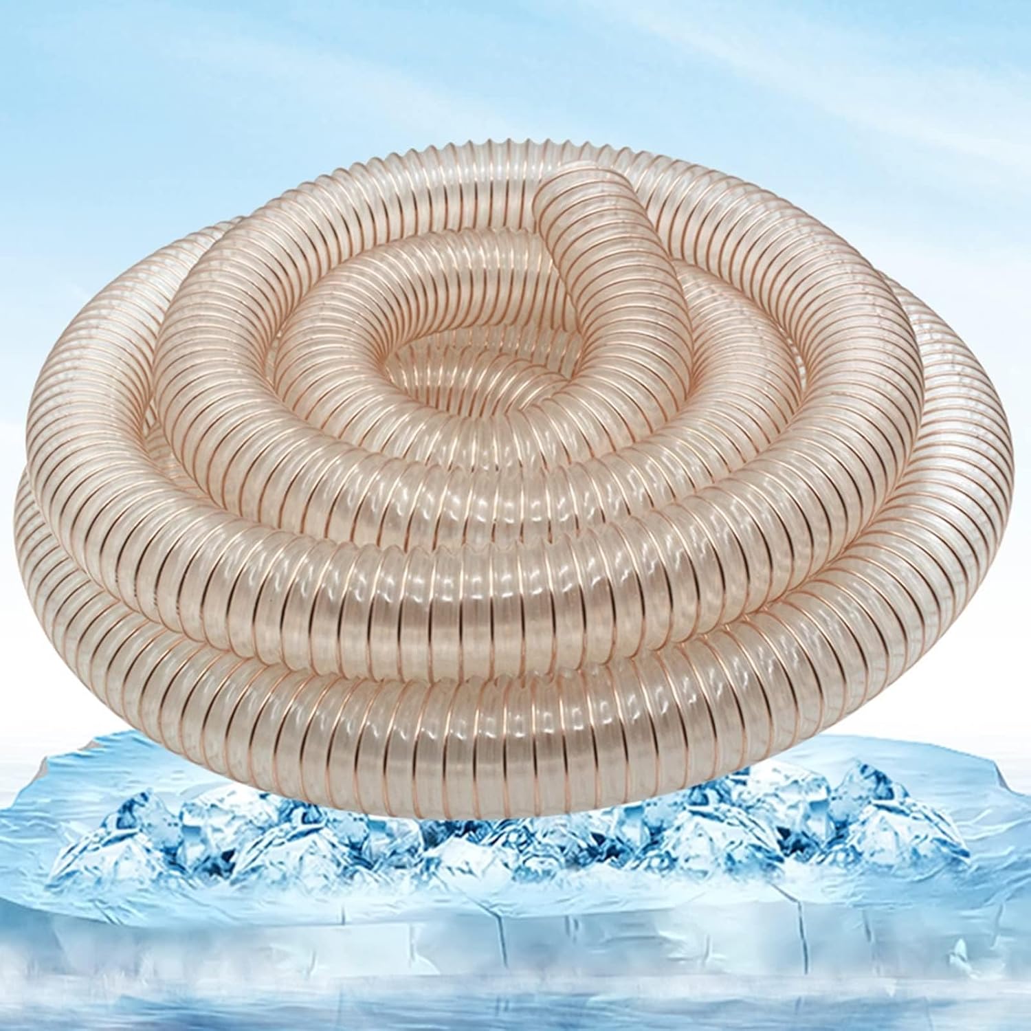 1.2mm PU集塵ホース 10フィート ヘビーデューティーフレックスクリアデブリ集塵ホース クランプ付き(Dia-2.4inch(