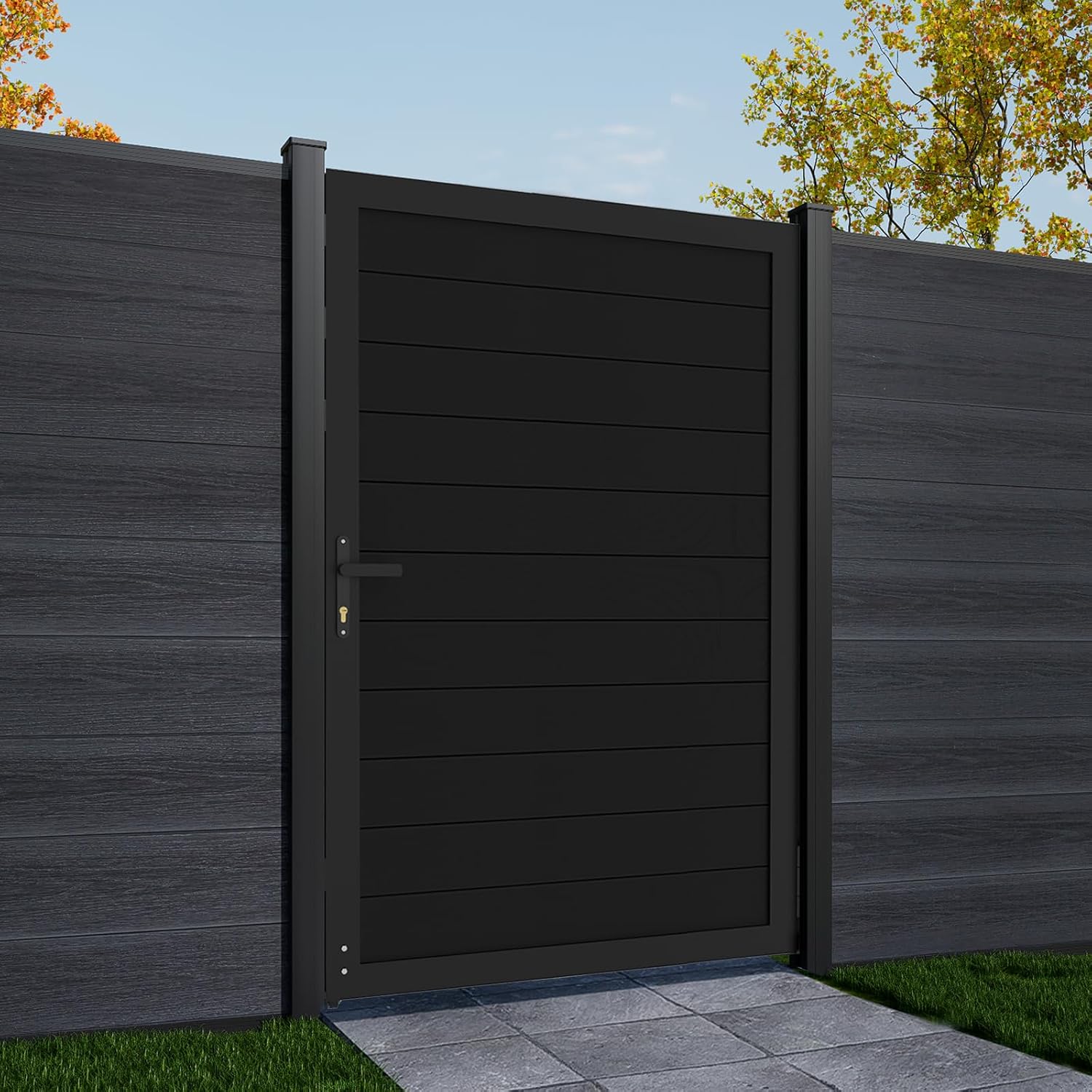 Treslam 6ft x 4ft Aluminum Alloy Privacy Gate installed in a fence