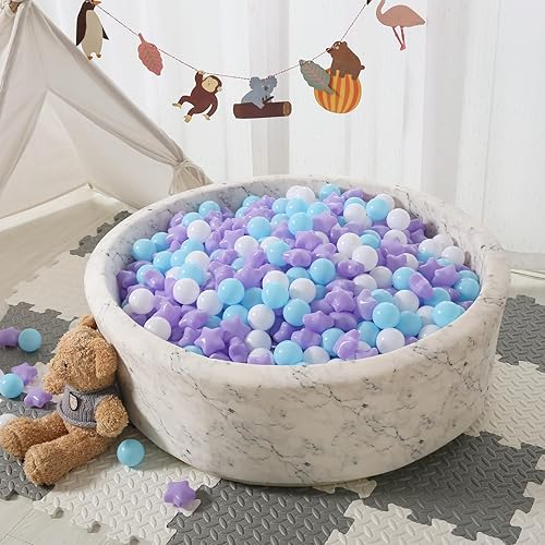 Miniatura 5 de STARBOLO Pelotas de juguete para niños, 100 unidades, color azul, a prueba de aplastamientos, bolas de juguete para niños, oso macarrón, para