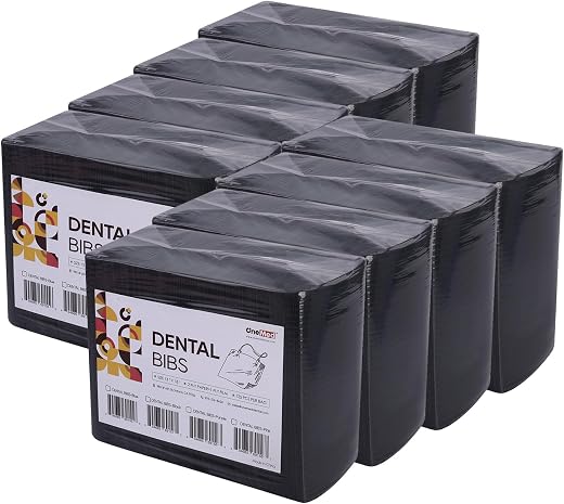 OneMed 13"x18" Disposable Dental Bibs 1000 PCS 3 Ply Waterproof Black Dental Tattoo Bibs Dentist Clinic Medical Tray Cover...