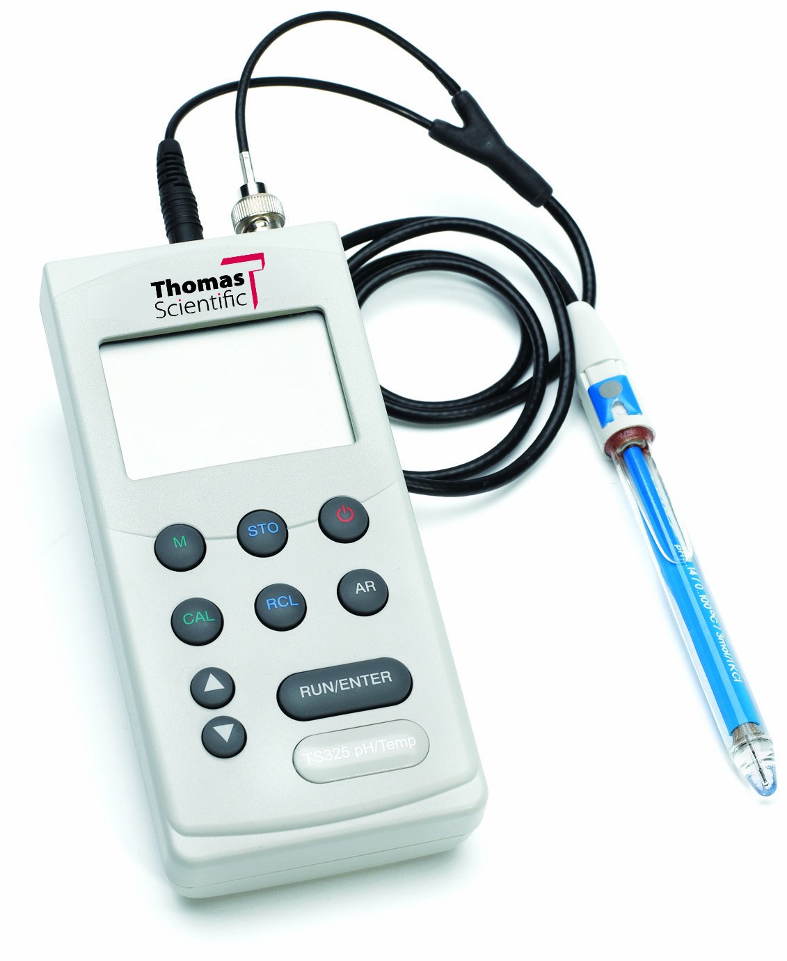 Thomas TS325 LCD Portable pH/mV/Temperature Meter with ATC Capabilities, 0.00 - 14.00 pH +/-0.2 pH Accuracy