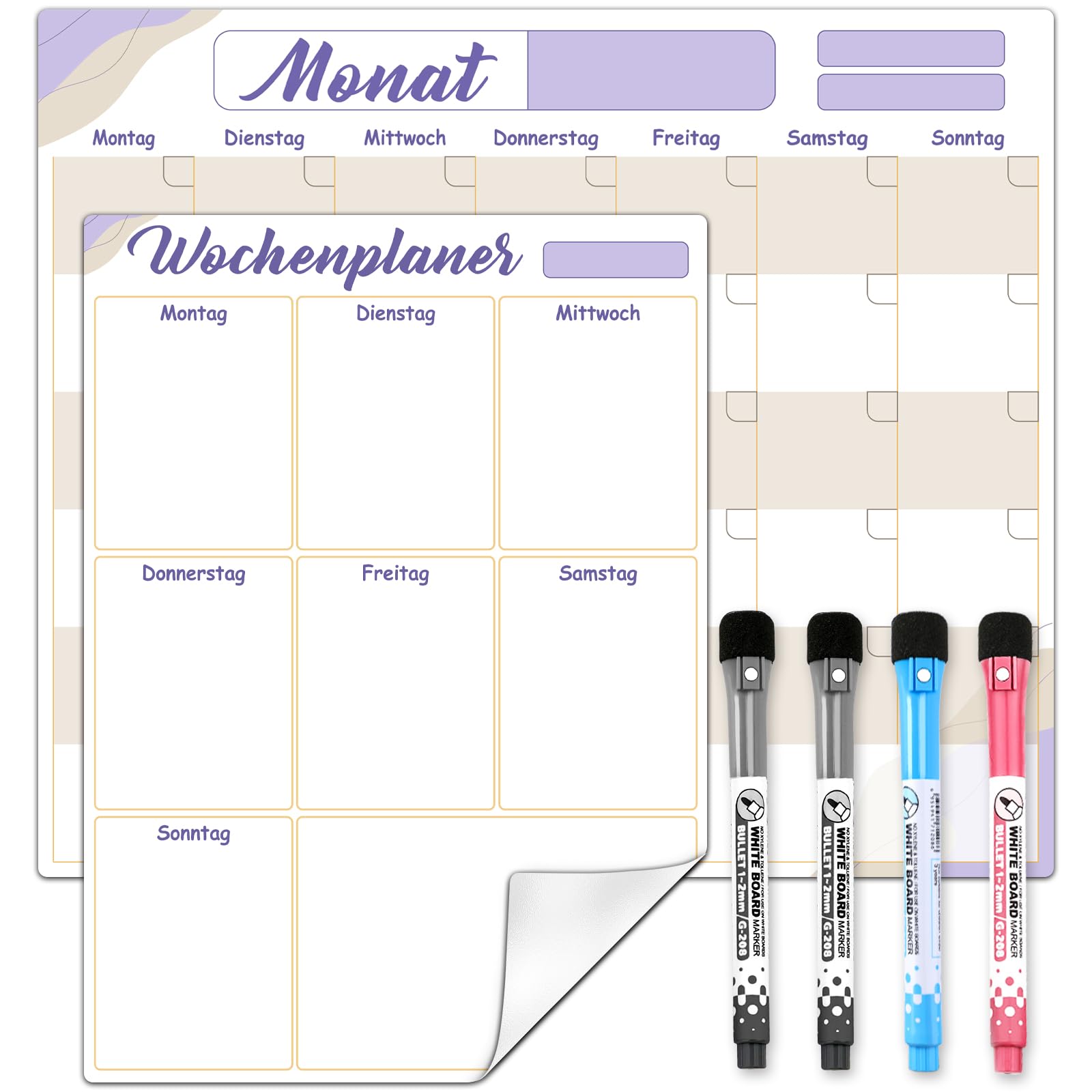 Zweiteiler-Set mit Monatsplaner und Wochenplaner, abwischbar