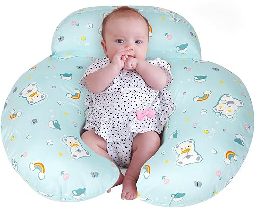 Almohada de lactancia, diseño ergonómico de talla grande, almohadas de lactancia materna para mamá y bebé, funda de algodón extraíble, lavable a