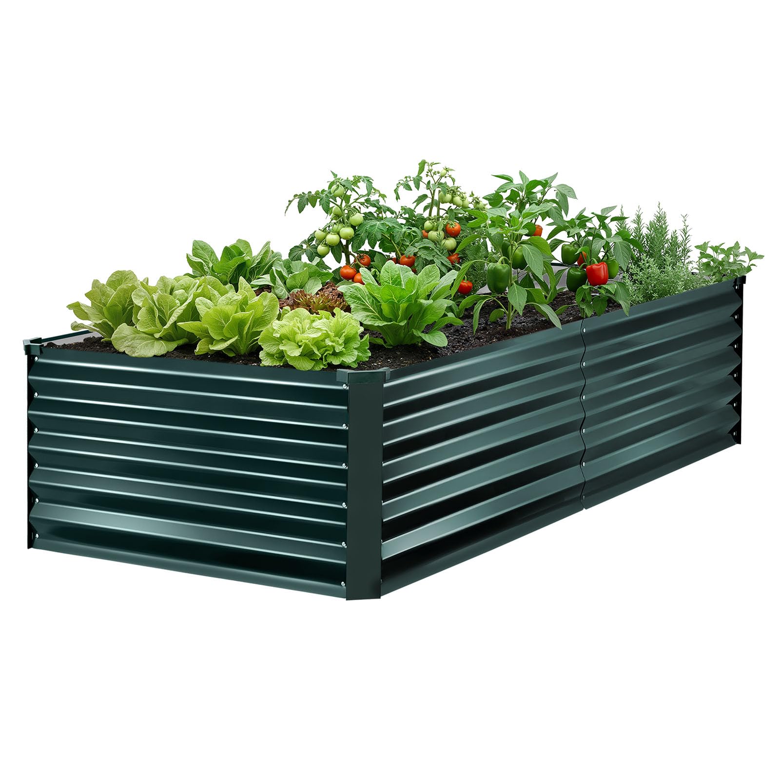 VEVOR Doniczka z ocynkowanej metalowej podwyższonej wysokości 2030 x 1020 x 460 mm, kwietnik ogrodniczy prostokątny na zewnątrz donica podnosząca rośnie kwiaty warzywa rośliny warzywne ogród balkon