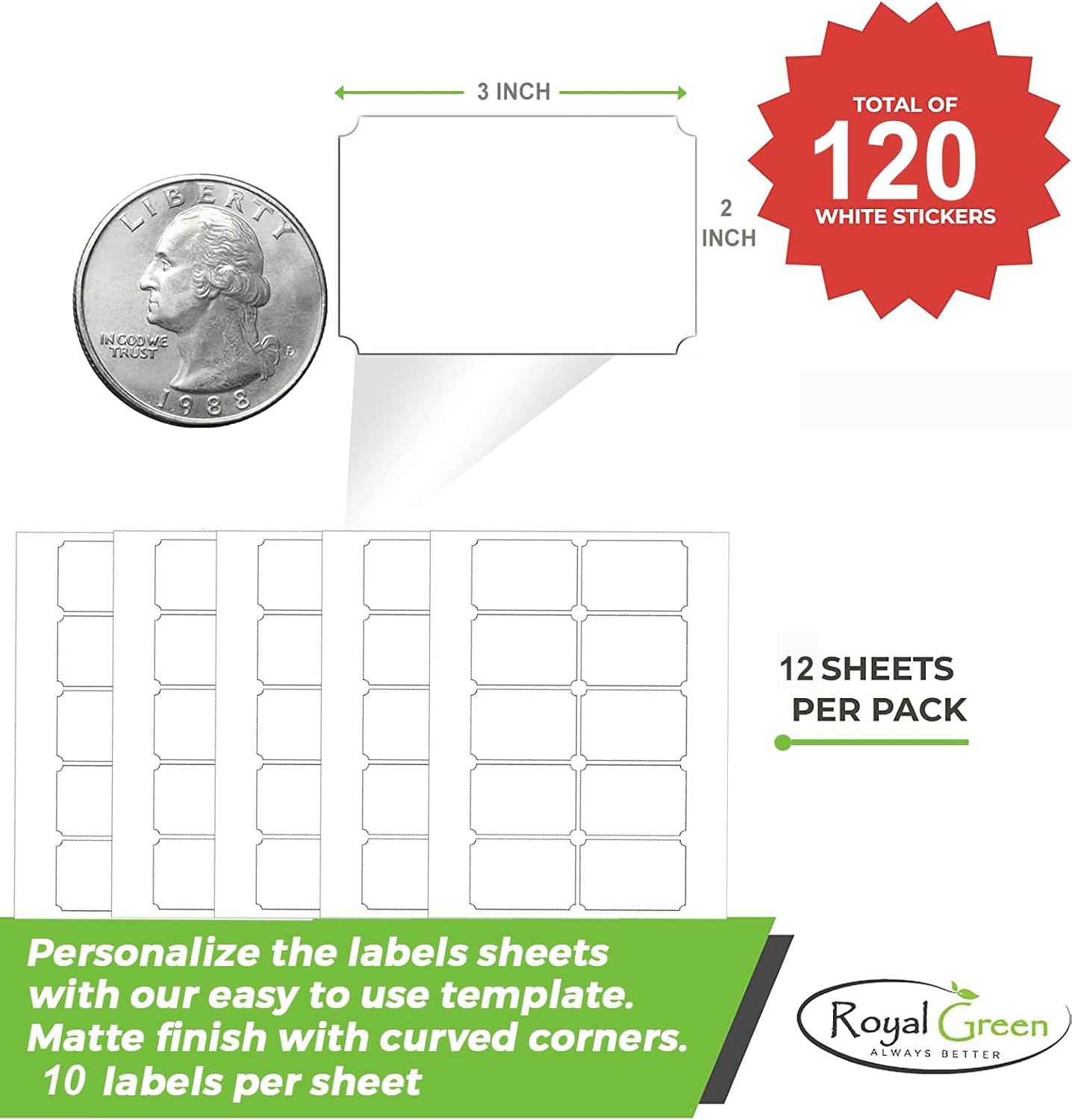 2 x 3 inch Label for Laser and Inkjet Printers with Template Included, 12 Full Sheets - 120 Pack, Address Internet Mailing Shipping Labels 2 inches x 3 inches image 4